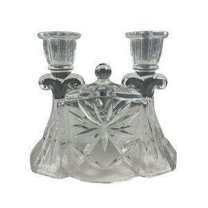 EAPG Anchor Hocking Prescut Double Taper Vintage Candlestick Holder